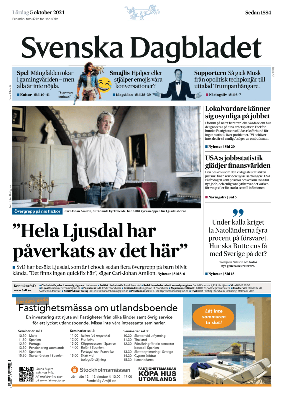 Prima-pagina-Svenska Dagbladet-edizione-di-oggi-20241005